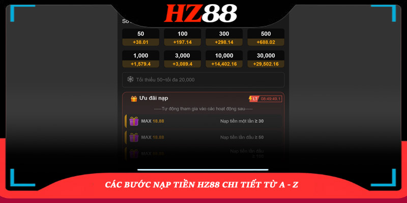 Các Bước Nạp Tiền Hz88